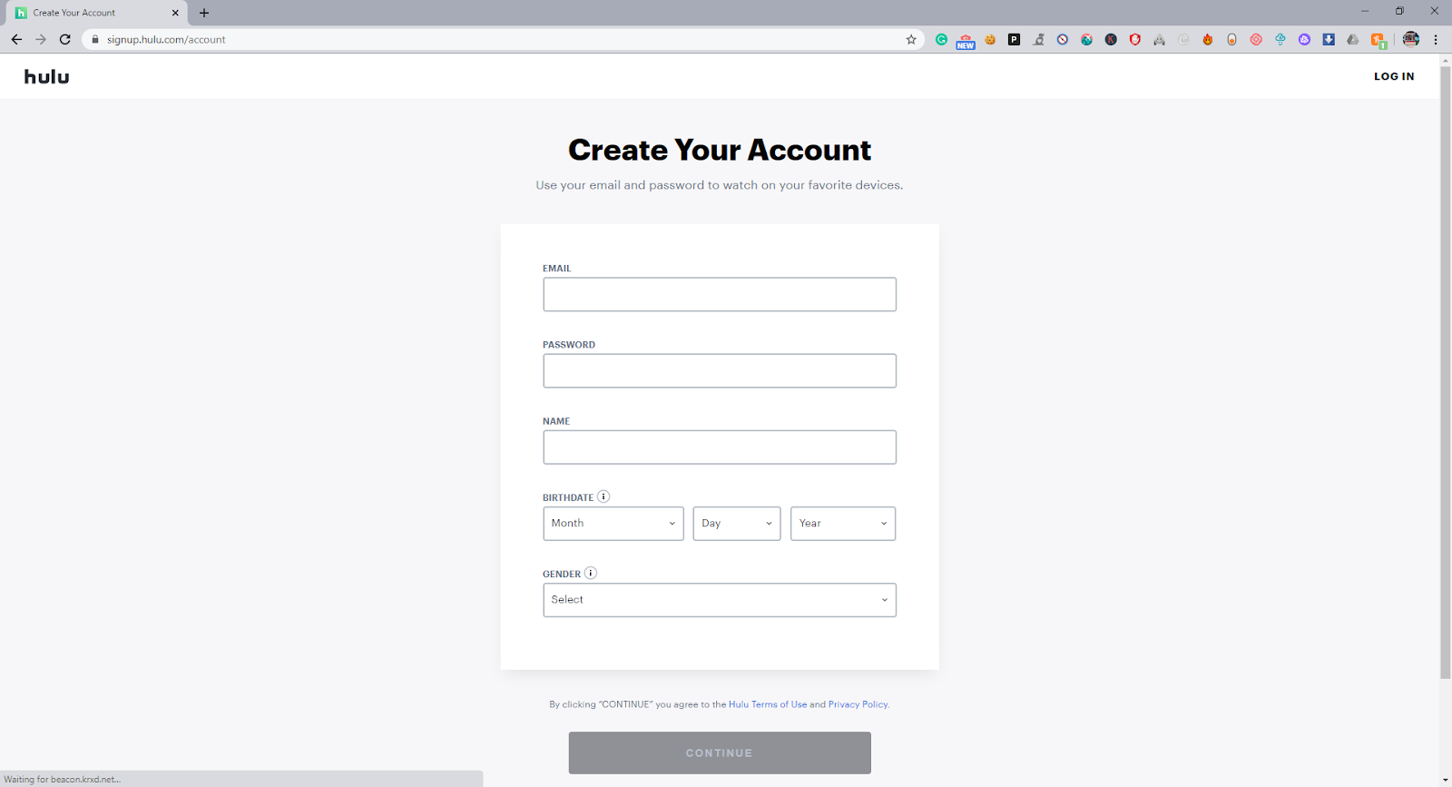 Create your Hulu account