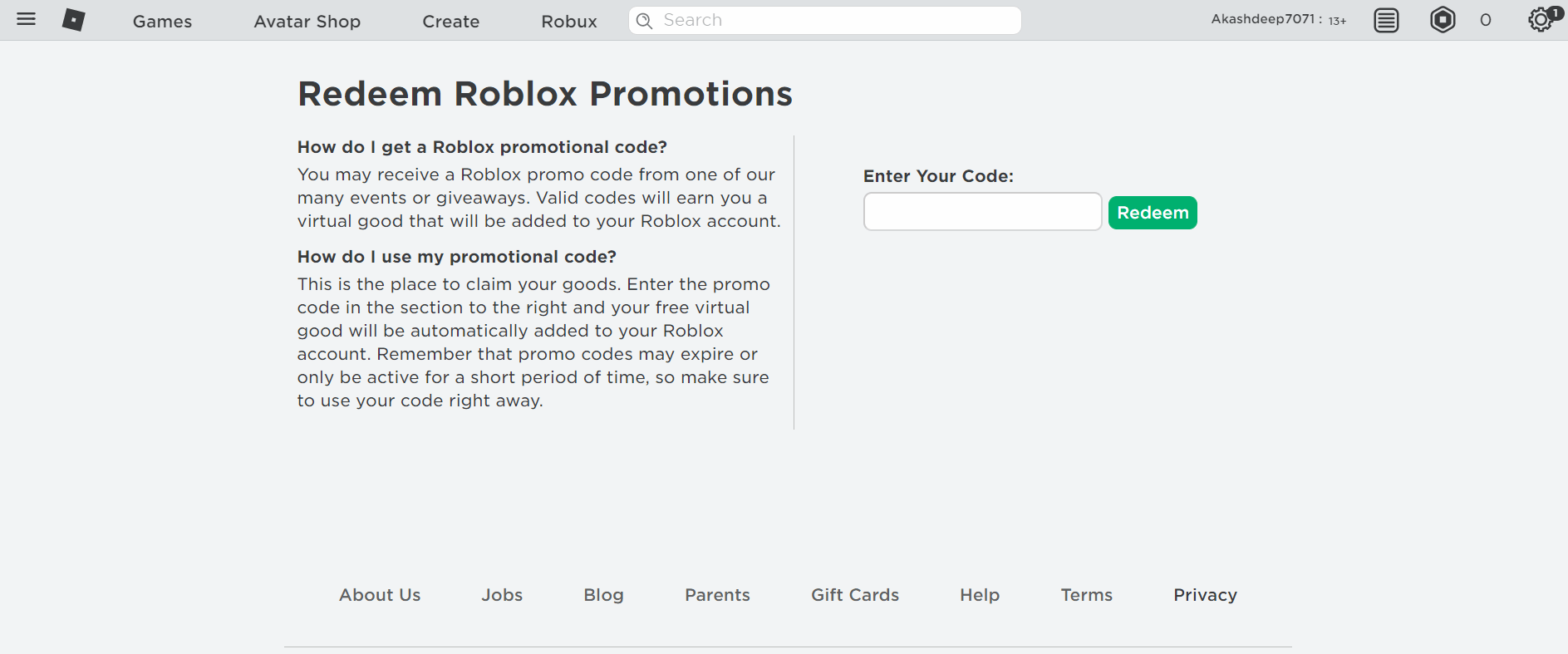 Redeem Roblox Promo Codes