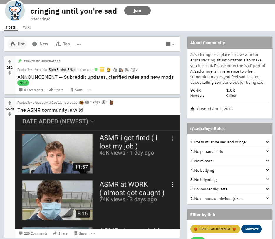 Sad cringe