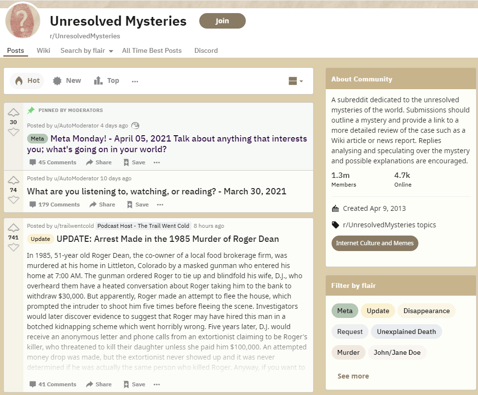 Unresolved Mysteries