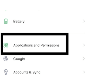Click On Applications & Permissions