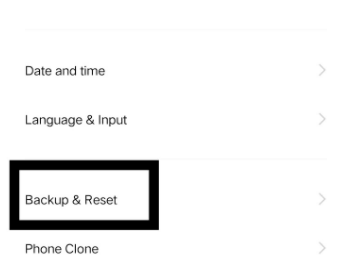 Click On Backup & Reset