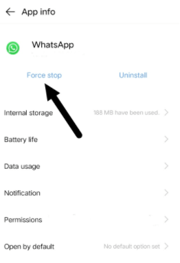 Click On Force Stop